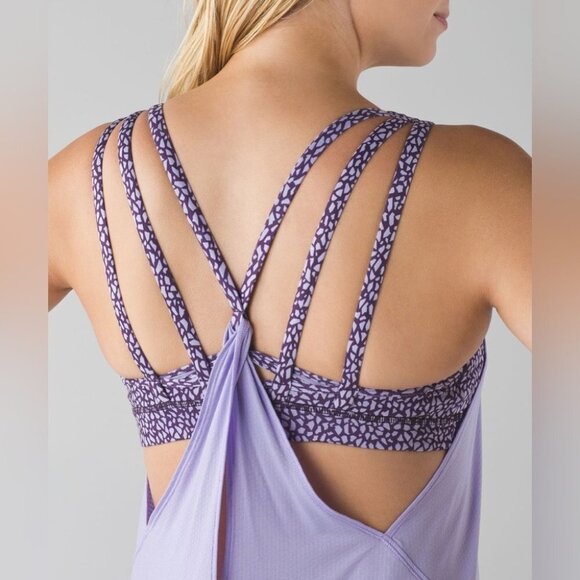 Lululemon Nouveau Limits Tank Top Lilac Miss Mosaic  Lilac Deep Zinfandel Size 4 - Picture 12 of 16